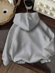 SHEIN EZwear Casual Minimalist Horse Print Hooded Long Sleeve Loose Fit Sweatshirt For Women, Suitable For Autumn/Winter,Fall, Christmas