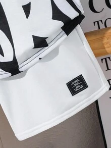 SHEIN Tween Boy Casual Street Style Letter Graphic Print Pullover T-Shirt And Solid Color Shorts 2 Pieces Set