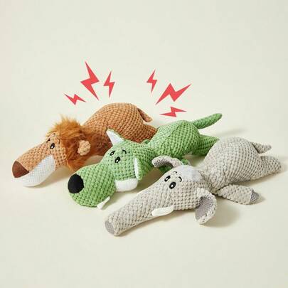 PETSIN Pet Toy Plush Dog Teething Interactive Toy Cute Animal Shape, Bite-Resistant And Tooth-Cleaning,Dog Toy Animal Shape, Rope Braided, Can Make Sounds, Dog Teething Toy To Relieve Boredom