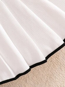 Elladie kids 2 件套年轻女孩秋季翻领新款时尚长袖单排扣夹克和百褶迷你裙 - 白色 - 查看 4