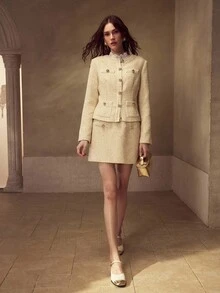 MOTF PREMIUM TWEED BUTTON UP JACKET - Yellow - View 4