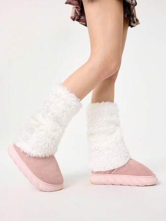 Kawaii 1 par de calentadores de piernas blancos, cálidos y adorables para dama, adecuados para combinar con faldas cortas