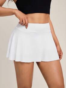 Hanevo Váy thể thao nữ có quần short bó, túi và chất liệu thoáng khí cho cầu lông, quần vợt, yoga, chạy bộ và váy thể thao marathon - trắng - Xem 1