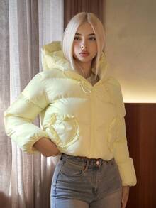 SHEIN Sweetina Women's Solid Color Long Sleeve Frill Trim Zipper Front ...