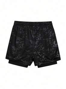 Coreblaze Men's Casual Printed Sports Shorts - Black - View 2