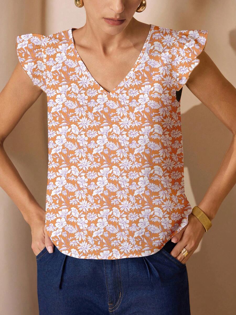 Glamance Whitebread Camisa casual sin mangas con estampado de estilo campestre para mujer, adecuada para verano y otoño (Ropa de marca de artista) - Multicolor - Ver 1