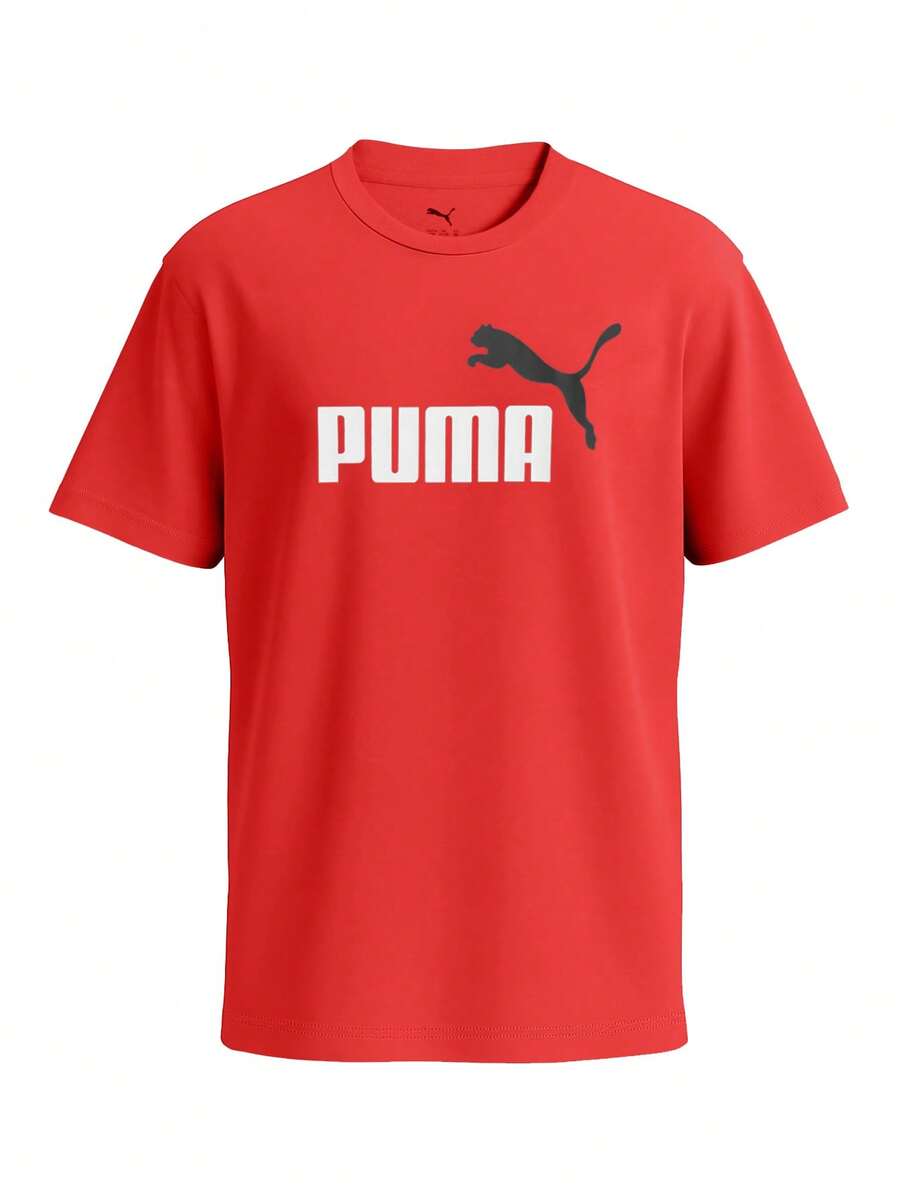 Puma Essentials 2 Colour No 1 Logo Boys T-Shirt Red - Red - View 1