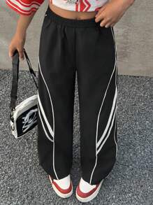 Coolane Kids Tween-Mädchen Herbst/Winter Athleisure Schwarze Sportswear Weite Beinhose - Schwarz - Übersicht 4