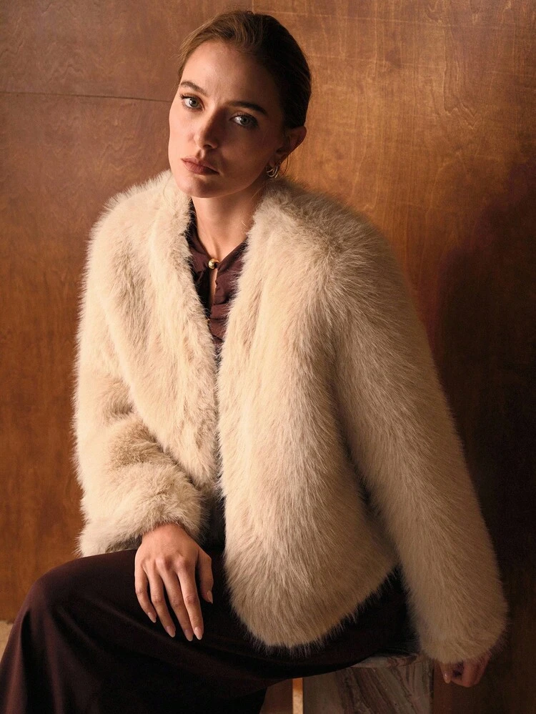 WOMEN'S FAUX FUR LINED WARM COAT, AUTUMN/WINTER