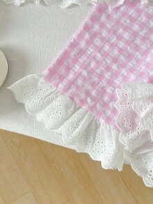 Cozy Pixies 2pcs Baby Girl Colorblock Floral Trim Crew Neck Sleeveless Cardigan Top And Elastic Waist Pants Set Fall - Pink - View 3