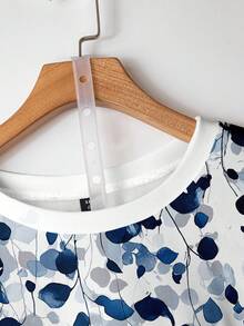 EMERY ROSE Bluza damska w dużym rozmiarze, z nadrukiem roślinnym, z okrągłym dekoltem i długim rękawem, jesienna