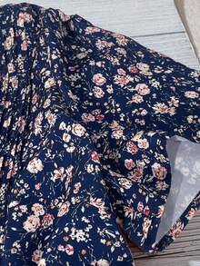 Franclia Áo thun tay ngắn họa tiết hoa cỡ lớn thường ngày đi nghỉ - Màu xanh hải quân - Xem 3