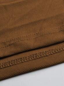 Manfinity Homme Men's Casual Solid Color Long Sleeve Polo Shirt, Suitable For Daily Commute, Spring/Autumn Brown , Fall