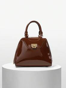 BizChic 闪亮容量女士手提包，时尚通勤手提包，适合日常佩戴 - 棕色 - 查看 1