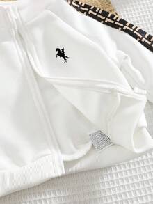 2pcs Baby Boy/Girl Casual Sports Outfit, Loose Fit Letter Graphic Print Decor Zip-Up Jacket And Pants Set, Suitable For Outings, School, Gatherings, Autumn/Winter Back To School Outfits, Fleece Thickened Baby Sportswear 2p Infant Set Baby Tracksuit Baby Casual Sets Fall