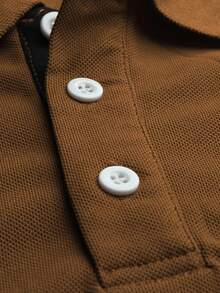 Manfinity Homme Men's Casual Solid Color Long Sleeve Polo Shirt, Suitable For Daily Commute, Spring/Autumn Brown , Fall