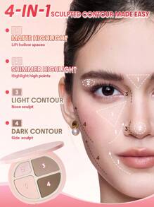 SHEGLAM Hypersculpt Highlight & Contour Palette-Cool, Multi-Use Matte Palette For Illuminating Highlighter, Blush, Contour, Eyeshadow, And Sculpting Powder Brand Beauty Makeup Face Paint Cosmetic For Women Girls Perfect For Fall Winter Ideal For Y2K Fancy Fashion Suitable For Birthday Christmas Present Party Ready Best Color