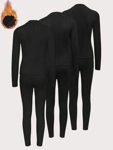 Xyvia Bộ đồ lót giữ nhiệt 2 món, áo dài tay và quần dài, ôm vừa vặn, thu/đông - màu đen - Xem 2