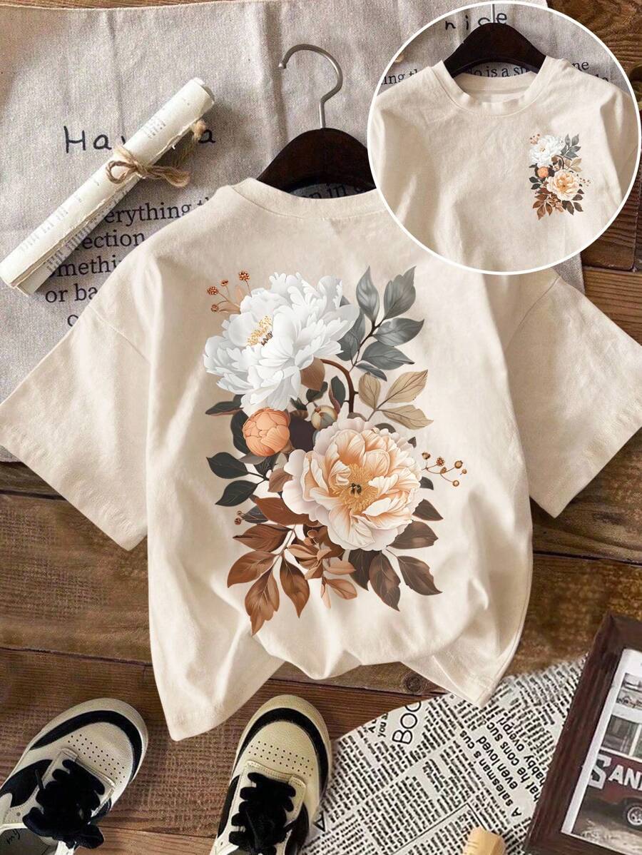 DrmWander Plus Size T-Shirt, Plus Size Casual Graphic Tee, Street Style Short Sleeve T-Shirt, Cute Summer Top