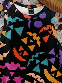 SHEIN EZwear 休闲简约圆领紧身女式背心，适合万圣节，笑脸印花别致上衣，适合万圣节派对 - 彩色 - 查看 6