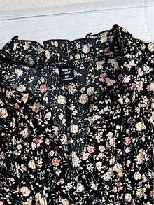 Franclia 大码碎花立领休闲短袖衬衫，夏季 - 黑色 - 查看 4