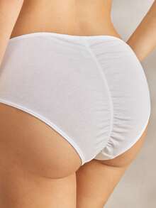 Ocili 女士纯色褶皱舒适比基尼内裤，适合日常穿着 - 白色 - 查看 4