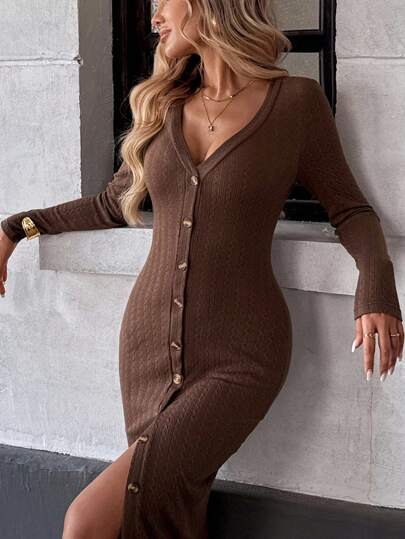 INAWLY Women's Elegant Casual V-Neck Long Sleeve Dress Fall Cloth For Women