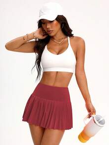 Easithlete Damen einfarbiger Minirock mit hoher Taille und plissiertem Saum, Sommer