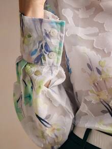 Anewsta New Fashion Floral Print Collared Single-Breasted Shirt, Spring Outfits For Women