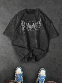 Sport MetroGents Men's Gothic Print Round Neck Short Sleeve Casual Fitness & Sports T-Shirt