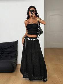 Coolane Women's All-Season Concert Rave Festival Going Out Rave Lace Black Skirt - Black - View 6