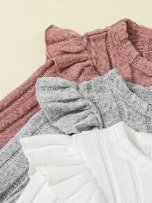Baby Girl Casual Solid Color T-Shirt And Pants Set Fall Winter - Multicolor - View 4