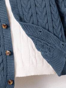 1 件年轻男孩休闲可爱日常舒适超大卡其色罗纹饰边连帽开衫，适合外出、上学、日常聚会、秋冬