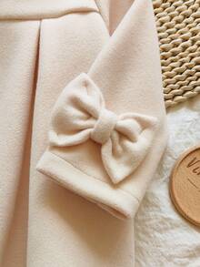 女婴大衣，单排扣大衣，婴儿冬季纯色外套，女婴休闲外套，公主风夹克