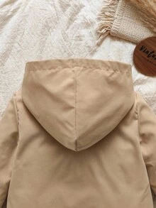 SHEIN 1pc Baby Boy Spring/Autumn Windbreaker, Toddler Fashion Casual Hooded Jacket, Infant Stylish Bomber Coat, Children Spring/Autumn Outerwear, Babyboy Solid Color Lightweight Jacket, Versatile Topper Fall Winter