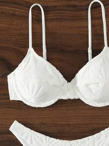 Oceva Summer Beach Solid Color V-Neck Bikini Set - White - View 5