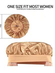 SHEIN 1Pc/2Pcs Silk Bonnet For Sleeping, Satin Hair Bonnets, Soft Elastic Band Silk Sleep Cap, Silk Hair Wrap For Curly Hair (Black Gold) - Multicolor - View 4