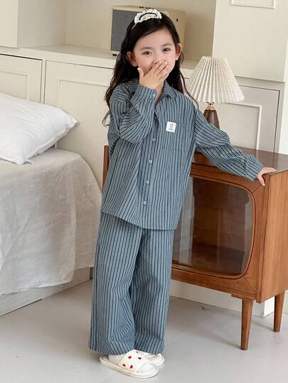 DAZY 2 件套年轻女孩休闲长袖上衣和裤子套装，家居服秋冬