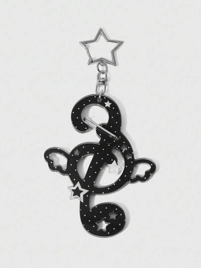 ROMWE Anime Music Note, Polka Dot, Wing, Pentagram Print Keychain, Bag Charm, Versatile Decorative Accessory