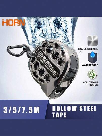 Fita métrica retrátil de aço inoxidável, 1 peça, com escala de um lado, régua métrica retrátil à prova d'água, design oco para uso doméstico, agrícola, industrial, marcenaria