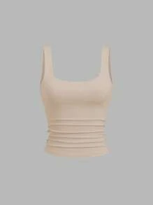 Sweetra 女式休闲褶皱圆领背心，夏季 - 彩色 - 查看 6