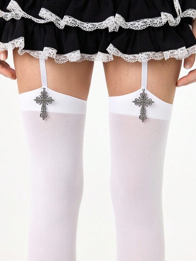 Grunge Punk 1 Pair Gothic Dark Pattern Suspender Tights, Sexy Women Tights