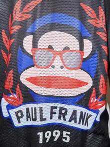ROMWE MEN Paul Frank X ROMWE 男士时尚夏季卡通猴子印花短袖 Polo 衫 - 黑色 - 查看 4