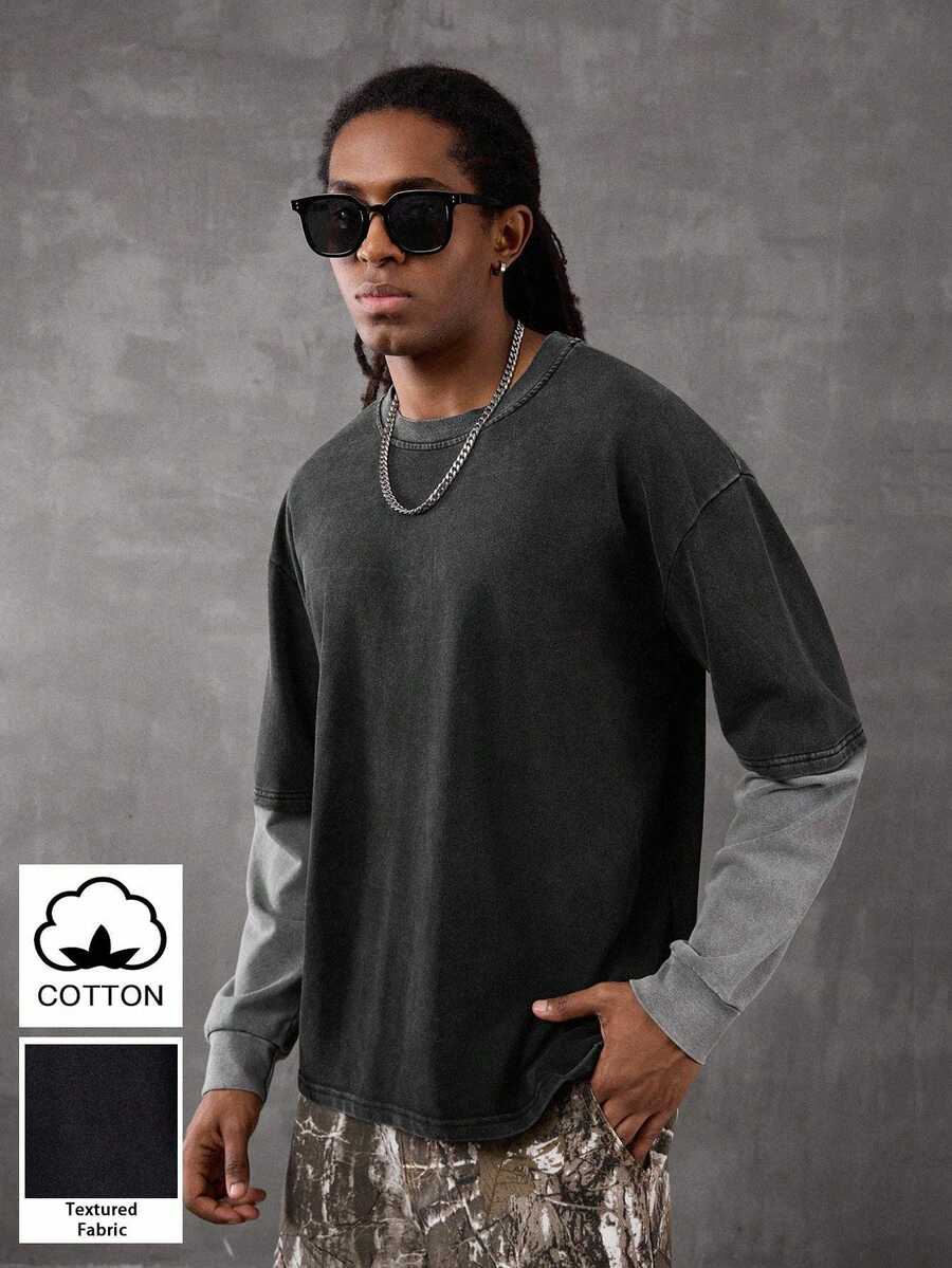PAVTROS Manfinity Streetrush Men's Casual Contrast Color Patchwork 2 In ...