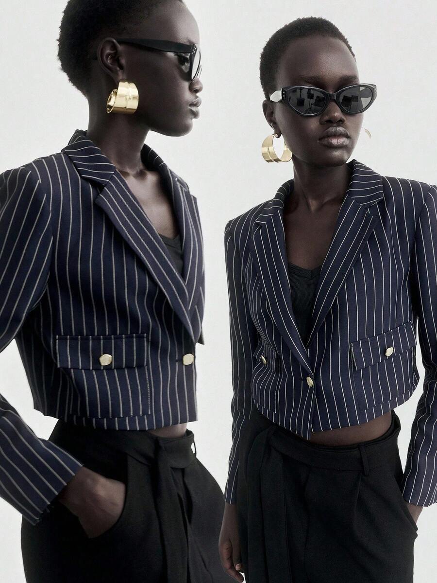 Lumivelle 万圣节女式商务休闲西装外套 - 藏蓝色 - 查看 1