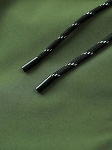 Manfinity Homme 2025男士秋冬户外夹克，新款男士秋季外套，秋冬夹克，男士秋冬户外保暖外套服装，宽松男士双色字母图形抽绳连帽夹克绿色拉链帽衫男士风衣外套 - 彩色 - 查看 5