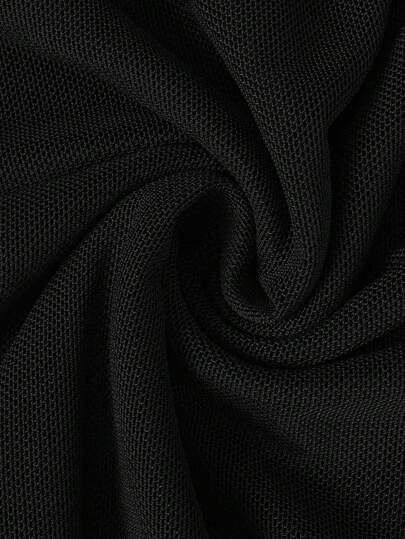 Calvaya Plus Size Mesh Patchwork Open Shoulder Sleeveless Backless Bodysuit, Casual Suitable For Outing & Party