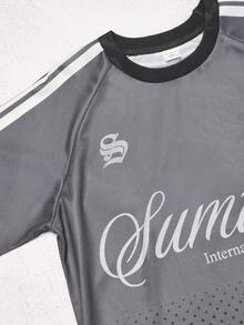 SUMWON T-shirt décontracté à manches courtes avec motif diamant, style mode de rue de Los Angeles, coupe regular, pour l'été et le printemps