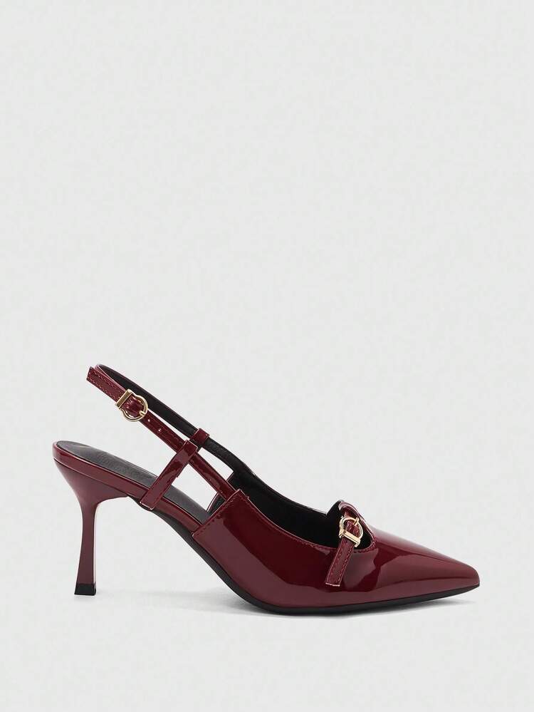 CUCCOO BIZCHIC Burgundy Pointed Toe Stiletto High Heel Women's Pumps, Sexy For Outdoor, Daily, Party, Banquet Spring Shoes