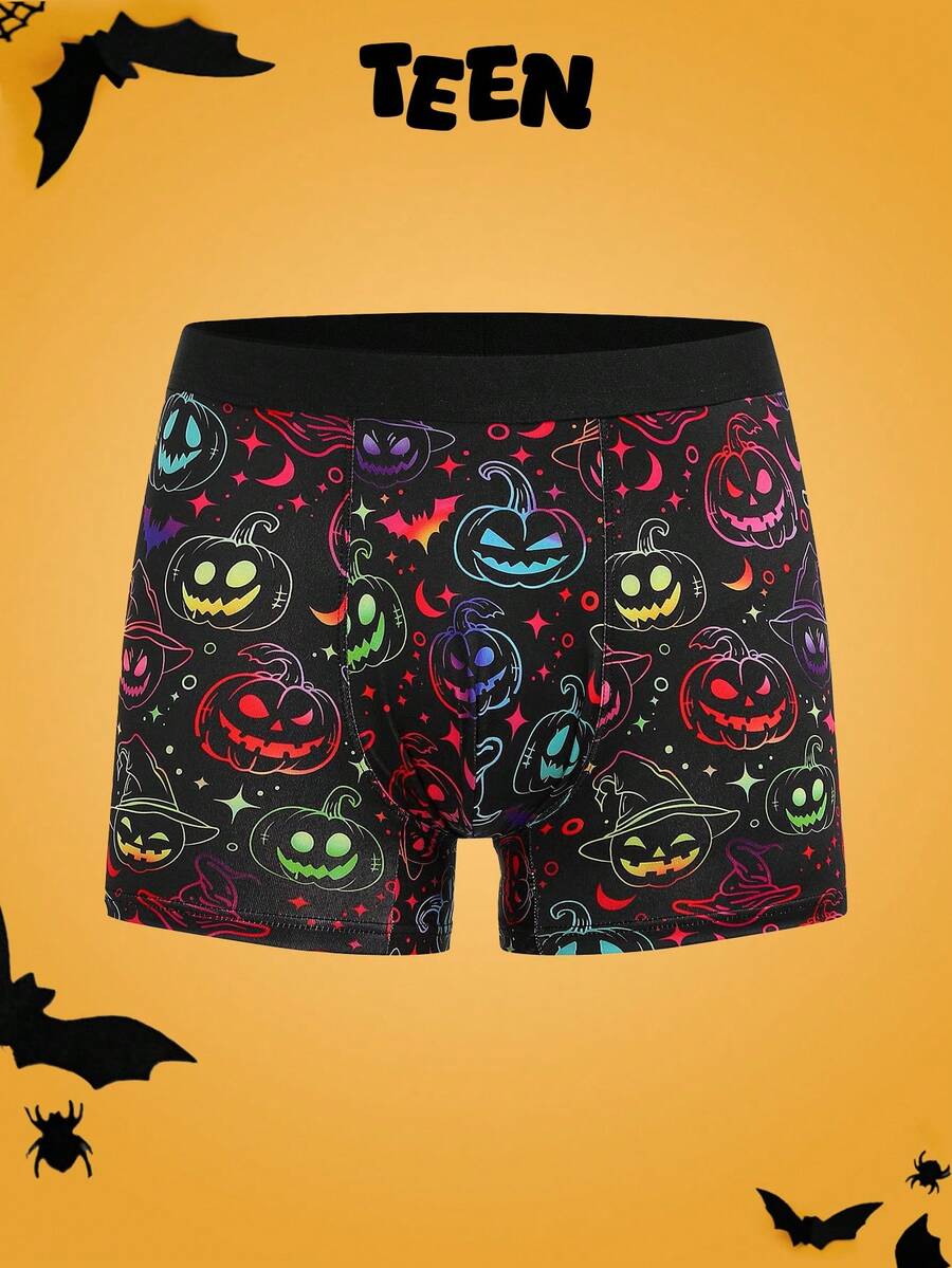 少女舒适柔软万圣节南瓜印花内裤